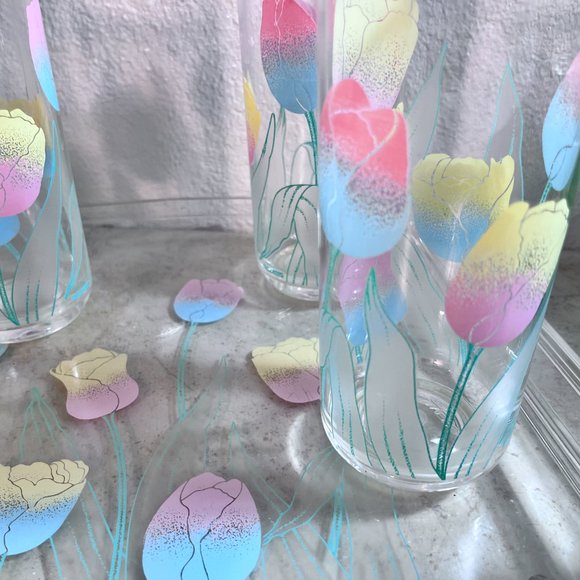 Set of Culver Tulip Acrylic Serving Tray Pitcher Tumblers - Picture 4 of 10